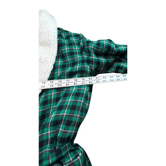 Lands' End Womens Size XS Scotch Plaid Flannel Sherpa Lined Robe Cozy Warm Belt - Picture 8 of 9